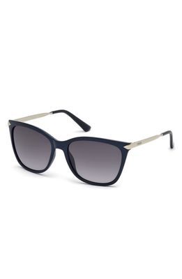 GUESS 56mm Cat Eye Sunglasses in Shiny Blue /Gradient Smoke