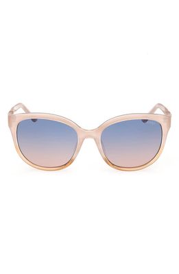 GUESS 56mm Round Sunglasses in Shiny Beige /Gradient Smoke