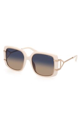 GUESS 57mm Gradient Lens Square Sunglasses in Ivory /Gradient Blue