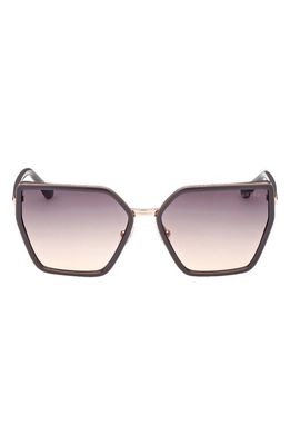 GUESS 59mm Gradient Geometric Sunglasses in Grey/Gradient Smoke