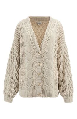 GUESS Aki Cable Knit Cardigan in Off White
