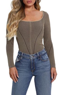 GUESS Blandine Corset Detail Sweater in Brown