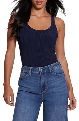 GUESS Casie Variegated Rib Tank in Blue