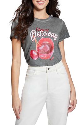 GUESS Delicious Cherries Graphic T-Shirt in Black Heather