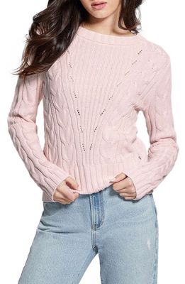 GUESS Elle Cable Knit Sweater in Pink
