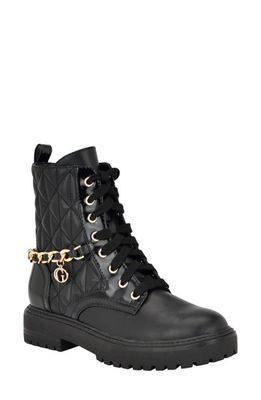 GUESS Jellard Quilted Combat Boot in Black