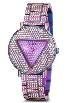 GUESS Logo Crystal Pavé Iridescent Bracelet Watch