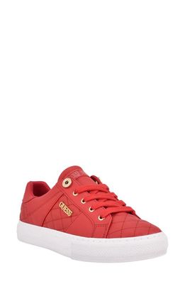 GUESS Loven Low Top Sneaker in Red Faux Leather
