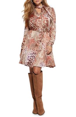 GUESS Mireille Paisley Print Long Sleeve Dress in Red