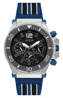 GUESS Multifunction Nylon and Silicone Strap Watch