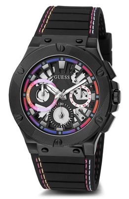 GUESS Ombré Multifunction Silicone Strap Watch