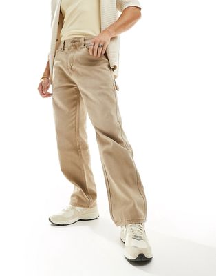 Guess Originals canvas carpenter pants in tan-Brown