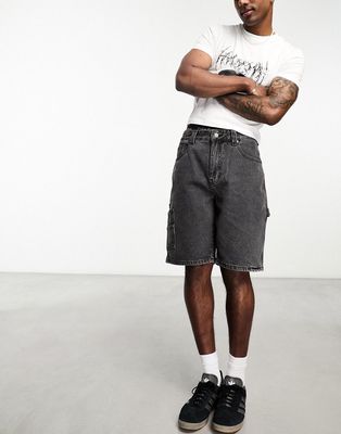 GUESS Originals carpenter shorts in washed gray-Black