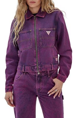 GUESS ORIGINALS Go Cropped Carpenter Denim Jacket in Purple
