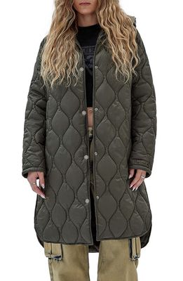 GUESS ORIGINALS Go Hooded Quilted Coat in Green
