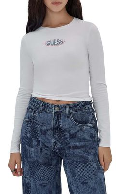 GUESS ORIGINALS Go Logo Long Sleeve Cotton Graphic T-Shirt in White