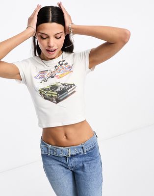 GUESS Originals hot wheels cropped tee in white