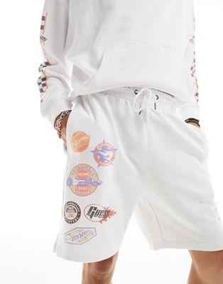 GUESS Originals unisex Hot Wheels terry shorts in white
