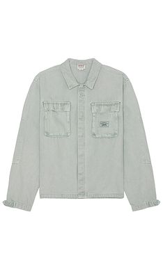 Guess Originals Washed Canvas Overshirt in Teal
