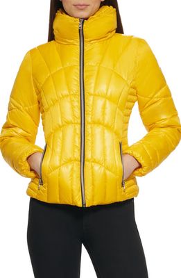 GUESS Quilted Puffer Jacket in Neon Yellow