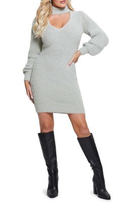 GUESS Sadie Metallic Cutout Long Sleeve Sweater Dress in Grey