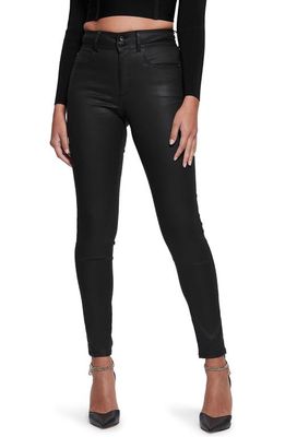 GUESS Shape Up Coated High Waist Straight Leg Jeans in Harr