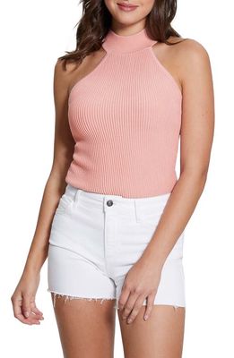 GUESS Shayna Mock Neck Rib Sweater in Pink