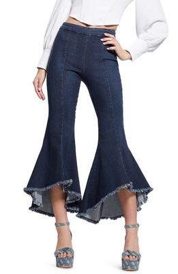 GUESS Sofia 1981 Frayed Ankle Flare Jeans in Blue
