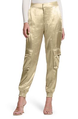 GUESS Soundwave Textured Satin Cargo Pants in Cemento