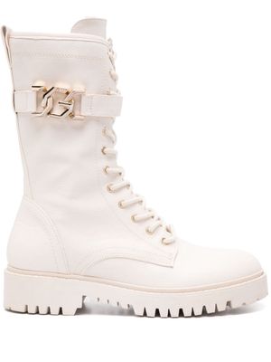 GUESS USA chain-detail lace-up boots - White