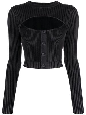 GUESS USA cut-out ribbed-knit jumper - Black