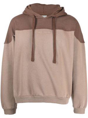 GUESS USA embroidered-logo cotton hoodie - Brown