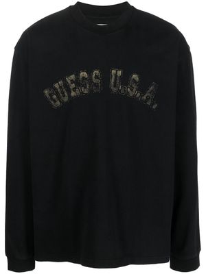 GUESS USA faded logo-print crew-neck sweatshirt - Black