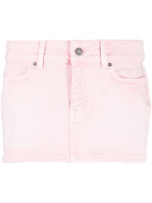 GUESS USA logo-patch denim mini skirt - Pink