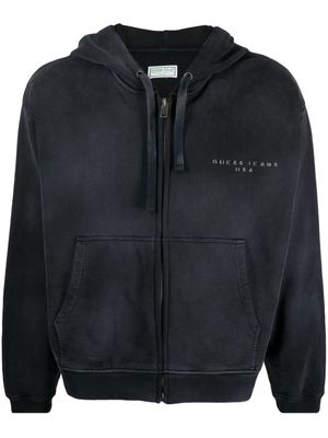 GUESS USA logo-print cotton hoodie - Black