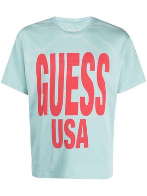 GUESS USA logo-print cotton T-shirt - Blue