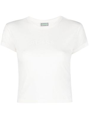 GUESS USA logo-print cropped T-shirt - White
