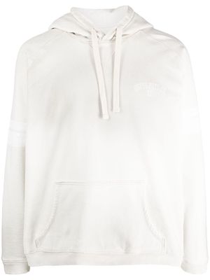 GUESS USA slogan-print striped hoodie - White