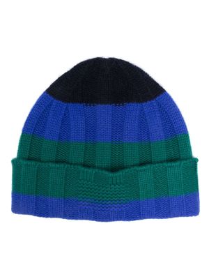 Guest In Residence striped ribbed cashmere beanie - Blue