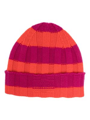 Guest In Residence striped ribbed cashmere beanie - Pink