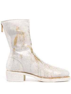 Guidi 40mm metallic-detail ankle boots - White