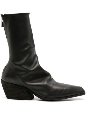 Guidi 65mm crinkled leather boots - Black