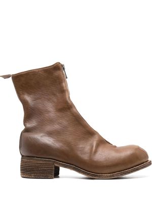 Guidi front-zip round-toe boots - Brown