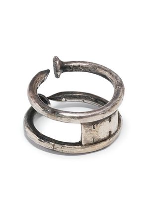 Guidi hammered-nails sterling silver ring - Metallic