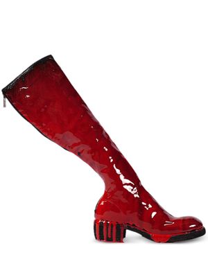 Guidi laminated knee-high leather boots - Red