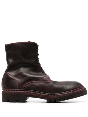 Guidi round-toe leather boots - Red