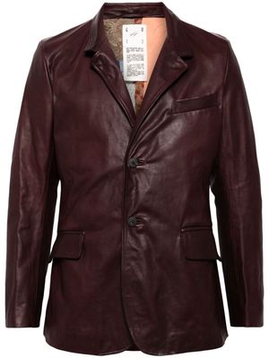 Guidi single-breasted leather blazer - Brown