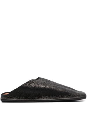 Guidi square-toe pebble-leather slippers - Black