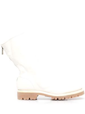 Guidi zip-fastening leather ankle boots - White