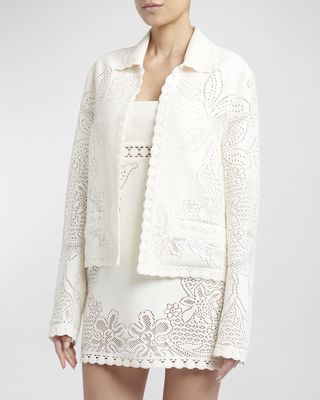 Guipure Lace Collared Jacket